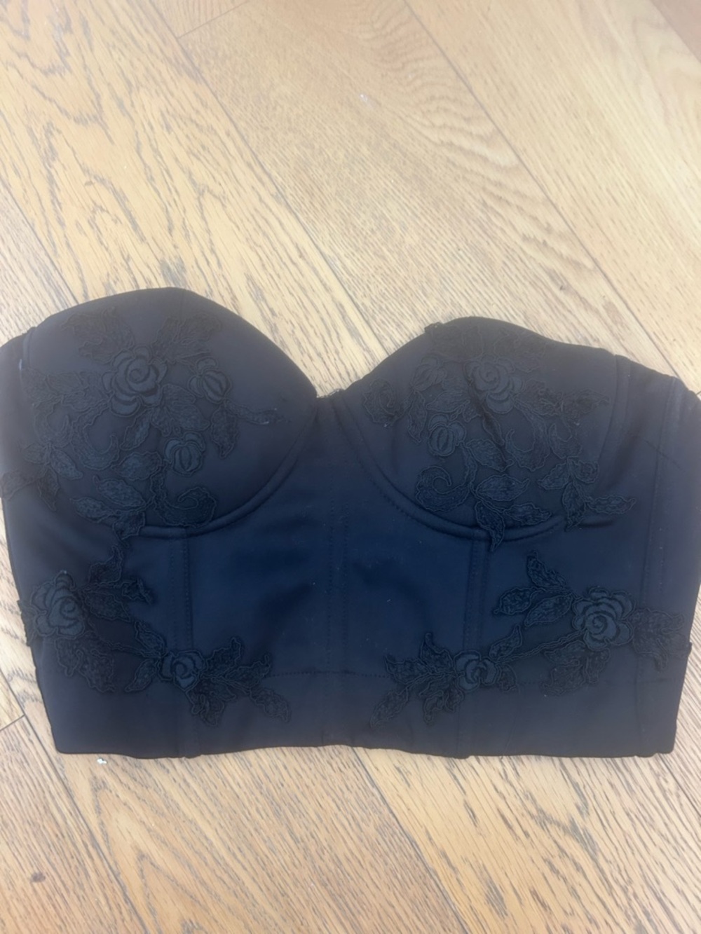Strapless Black Lace Bustier Top